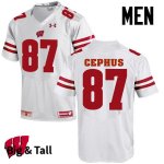 Men's Wisconsin Badgers NCAA #87 Quintez Cephus White Authentic Under Armour Big & Tall Stitched College Football Jersey JP31T64BJ